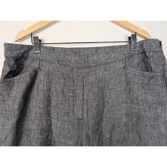 NWT J. Jill Linen High Rise Cropped Wide Leg Pant in Black White - Picture 3 of 8